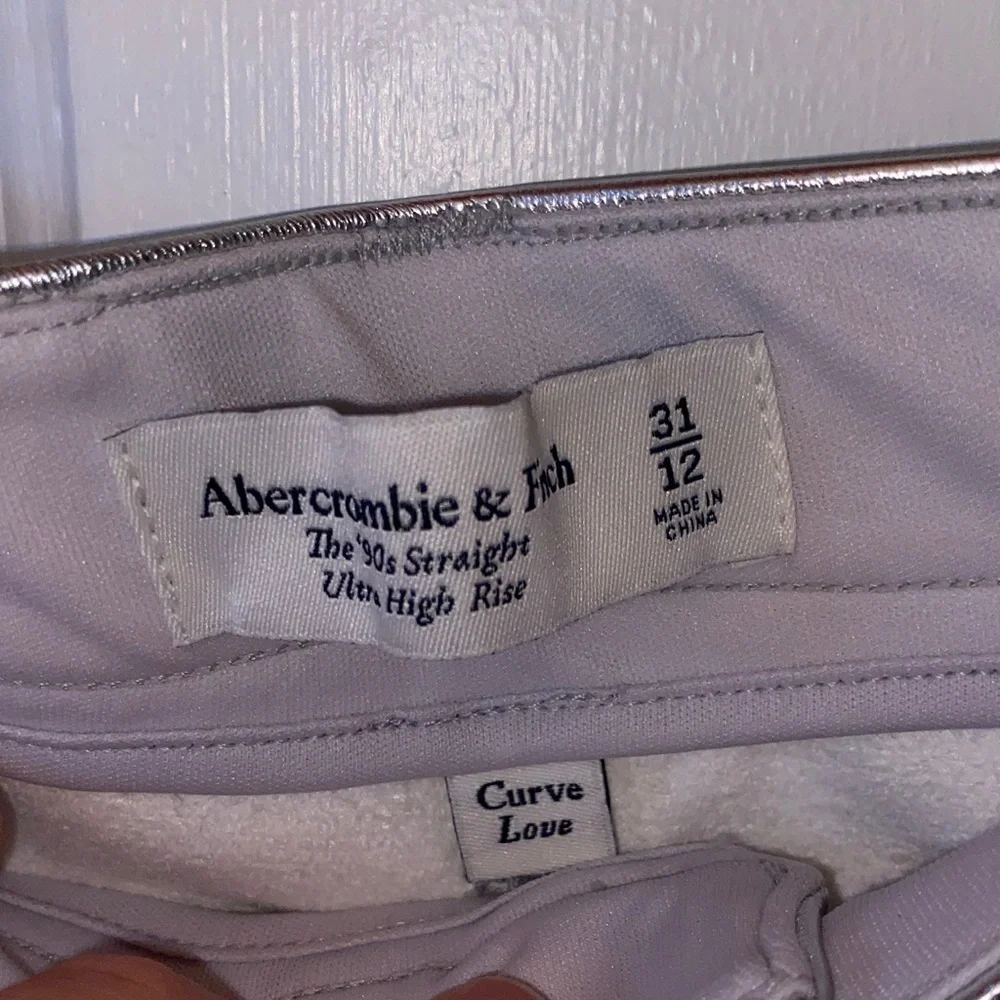 Abercrombie & Fitch Silver Faux Leather Straight Leg Pants - Picture 3 of 4